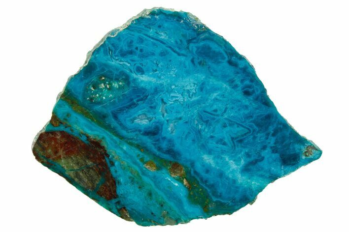 Polished Banded Chrysocolla Slice - Bagdad Mine, Arizona #378916
